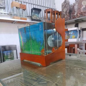 Bể cá mini để bàn bao khung gỗ tự nhiên chác chắn 35x26x35cm