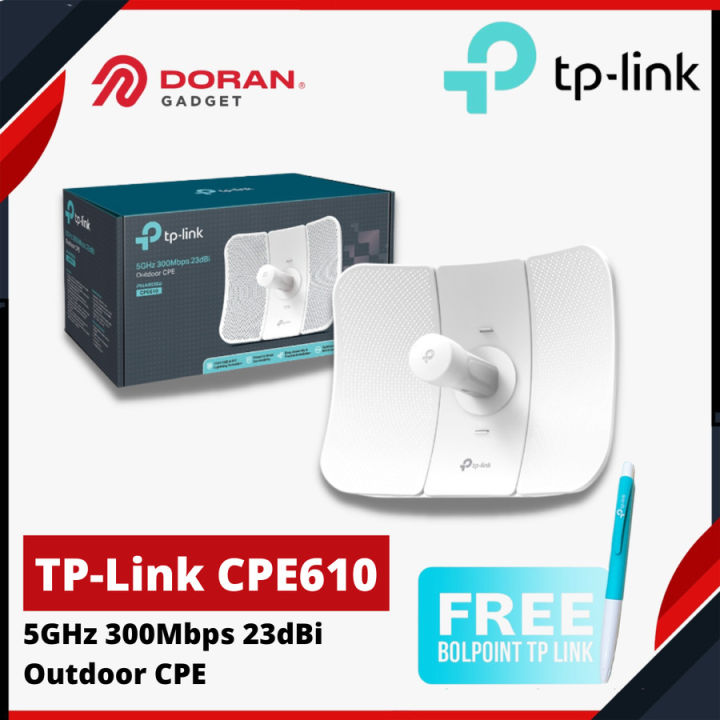 TP-Link CPE610 High Power Outdoor CPE/Access Point, 5GHz 300Mbps, 802.11N/A, Dual-Polarized 23DBI Directional Antenna, Passive POE
