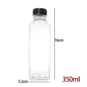 Anglebabylife 5Pcs Empty Plastic Juice Bottles with Caps Water Bottles Clear Bulk Drink Containers with Lids Juicing Drinking Milk Jam Container