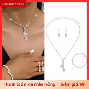 CS 3Pcs Thời Trang Phụ Nữ Của Trang Sức Set Với Zircon Bông Tai Dây Chuyền Vòng Đeo Tay Trang Trí Đám Cưới