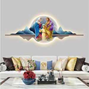(ẢNH THẬT) Tranh treo tường đèn led thiên chúa giáo uv mặt mica sáng bóng kèm đinh