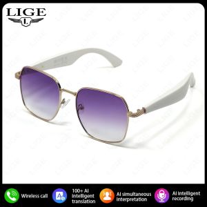 Lige 2025 thời trang ai kính thông minh kính mát âm thanh và video cuộc gọi với kính chống tia UV AL thông minh không dây dịch Kính