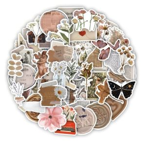 Set 60 cái sticker chống nước giấy xé đồ vật tem thư cổ điển vintage dán mũ bảo hiểm vali laptop