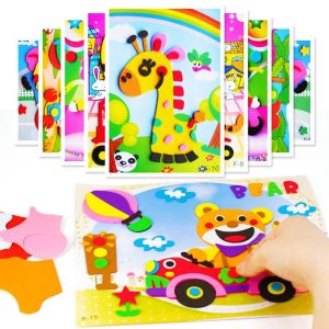Toys for Children Kids Multi-patterns StylesEVA Foam Sticker Puzzle Game DIY Cartoon Animal Learning Education 儿童手工立体贴画