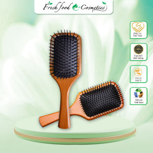 Lược gỗ chải tóc massage da đầu gỡ rối  có đệm khí chống tĩnh điện - freshfood & cosmetic