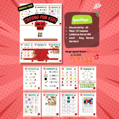 Coding For Kids 345Kids 54 Halaman | Worksheet anak pra TK 3 4 5 tahun