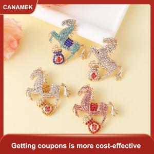 【CANAMEK】 Thời trang Rhinestone May Mắn Túi hoàng đạo ngựa trâm cài cho phụ nữ quần áo áo bên accessries Quà Tặng