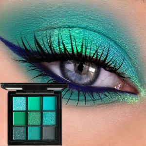 Rebellious Girl 9 Color Eyeshadow Palette Matte And Shimmer Waterproof Green Portable Eyeshadows Makeup Palette