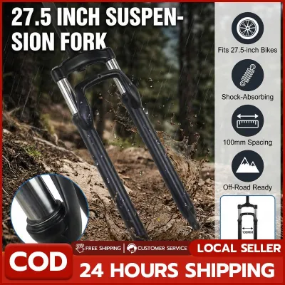 MTB Bicycle Suspension Fork 27.5 Inch 100mm Spacing Shock Absorber Front Fork for Mountain Bike Cycling Replacement Part 【Local shipping】