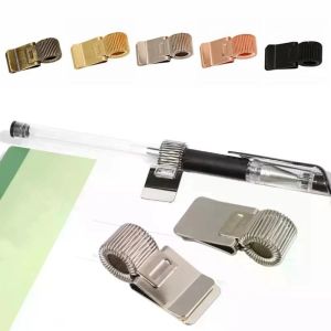 MUQZI Retro Metal Pen Clip Heavy-Duty Creative Spring Pen Clip Portable Notepad Durable Notebook Pen Holder Student Use