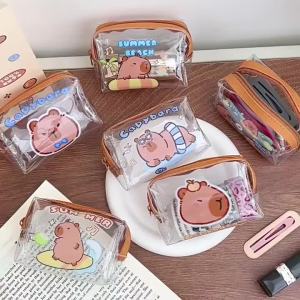 2024 Cartoon Capybara Transparent  Coin Purse Credit Card Holder Coin Purses Key Chain Small Wallet Stationery Zipper Clutch Coin Pouch childrens day gifts