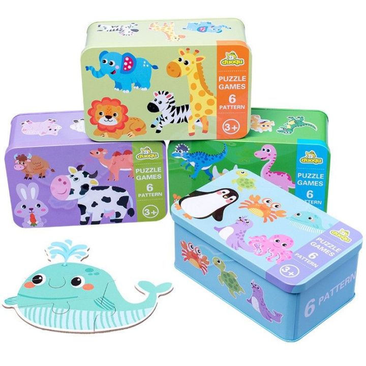 tinbox jigsaw puzzle anak 6 pattern / mainan edukasi | Lazada Indonesia