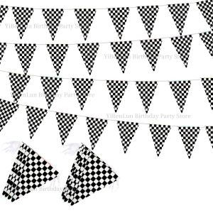 W21 Racing Pennant Banner Race Car Birthday Decor Party Flag Banner Bunting Pennant Garland Flag Kids Party Favors Hanging Supplies