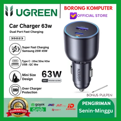 Car Charger UGreen Fast Charging 63W USB Type C dan USB A QC 3.0 - 35023