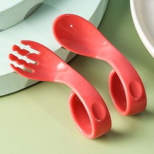 Set Sendok Garpu Bengkok Lubang Belajar Makan Mpasi Baby Training Peralatan Makan Bayi Balita