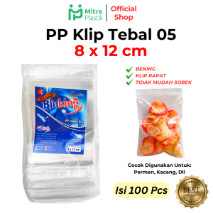 Plastik PP Klip 8x12 Tebal 50 Micron Kemasan Snack BluKing Zip Lock Zipper 8 x 12 Bungkus Keripik Kacang Cemilan Basreng