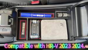 Center Console Organizer Tray Compatible with Honda HR-V 2023 2024 2025 HRV Accessories ABS Console Organizer Armrest Storage Coin Holder Black