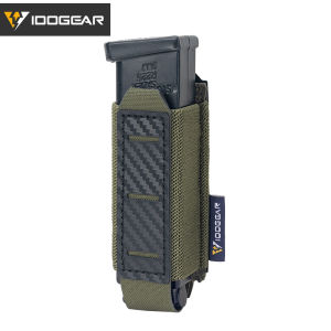 IDOGEAR Tactical Single Mag Pouch for 9mm Mag MOLLE Mag Pouch Quick Draw Lightweight Bottom Cut-out Design Tactical Mag Holder Sports Bag 3589