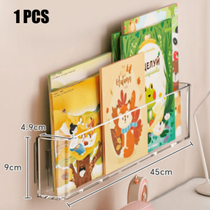 Acrylic Bookshelf Hanging Bookshelf Rack Wall Mount 3 Layer Acrylic Holder Floating Bookshelf Storage Rack Reading Magazine Rack Home Decoration Book Display for Living Room Office Home Display Library