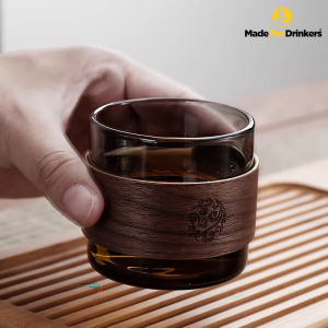 Contemporary Design 500ml Wooden Handle Borosilicate Glass Teapot & cups sold seperately / walnut wood / Tea Set good for foral tea chinese tea [Made For Drinkers]