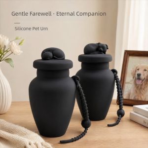OUTOPEN Cat Dog Shape Pet Memorials Urn with Adjustable Lanyard Silicone Cat Cremation Urns Pet Keepsake Handcrafted Pet Ash Holder For Rabbit Dogs Cat Bird