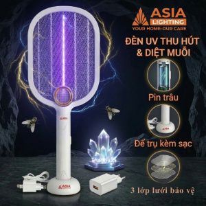 Vợt Muỗi Chính Hãng Asia Lighting Chính Hãng 3 Lớp Lưới Điện An toàn Tuyệt Đối Công Suất Cao Tích Hợp Đèn Pin Và Đèn Bắt Muỗi