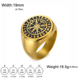 SKYRIM Golden Viking Elements Ring Durable Stainless Steel Anti Allergy Jewelry for Men