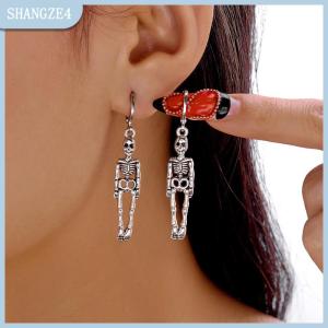 【SHANGZE4】 Halloween vương miện sọ xương thả Bông tai cho phụ nữ Gothic dangle Bông tai Punk đồ trang sức quà tặng