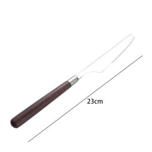 【On Sale】Wooden Handle Knife Fork Spoon Stainless Steel Tableware Set Home