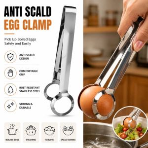 Food Flip Over Clamp Multi Purpose Long Handle Anti Scald Boiled Egg Retrieval Clip Portable Kitchen
