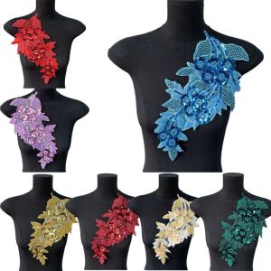 PLLEWY Embroidery Sequin Flower Patches Handmade 3D Clothing Applique Fashion DIY Lace Fabric Trim Wedding Dress