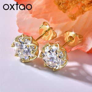 OXTAO 6mm/8mm Moissanite Flower Stud Earrings Female Jewelry 14K Gold Filled D Color Solitaire DiamondPiercing Earrings Gift2026