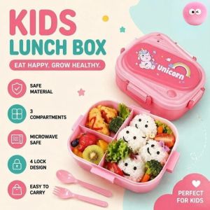 Kids Bento Lunch Box Leakproof Food Container Microwave Safe School Portable Spoon Fork