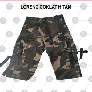 Atjin - Celana Kargo Pendek Pria Gum Pocket Corak Loreng Tactical Camo [ READY 4 Warna  Size 28-40]