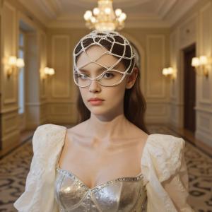 [haoh] เครื่องประดับผมแฟชั่นแบบตาข่ายสำหรับเจ้าสาวหมวกไข่มุกทำมือมีพู่ประดับผมแฟชั่น