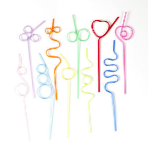 10pcs Creative Crazy Curly Drinking Straws Colorful Pet Curved Drinking Straws
