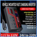 BESTIT Universal Car Inverter 200W High Power DC 12V/24V To 220V Car Converter Socket Portable Multifunction Automotive Charger Inverter. 