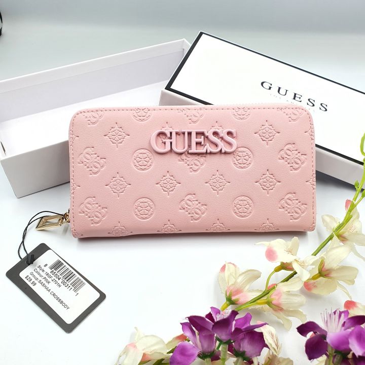 Authentic Guess Kamryn Peony Zip Around Women s Wallet Available Light Pink Lazada PH