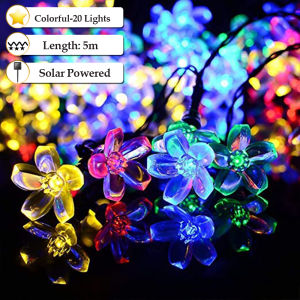 flowers solar power fairy cherry blossoms string lights outdoor garden christmas decoration festoon party home decor energy-efficient waterproof and durable lighting for ambiance and atmosphere