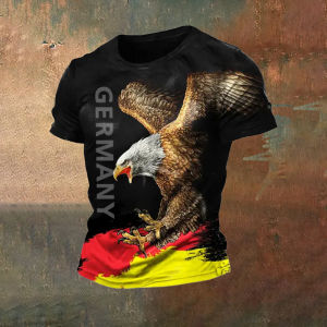 Germany Mens T-Shirts Deutschland Flag Print O-Neck short sleeve Loose Top Tee Shirts Streetwear Summer Mens Vintage Clothing