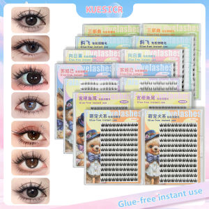 KUESICR False Eyelashes ธรรมชาติกาวตนเองขนตาปลอม Pre ติดกาวขนตากลุ่มไม่มีกาวที่จำเป็นขนตา Wispy C-หยิกคลัสเตอร์ต่อขนตาแต่ละขนตา