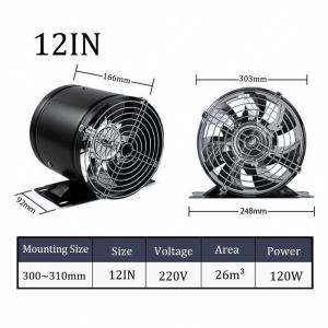 Bracket Exhaust Fan 6/7/8/10/12Inch Duct Air Ventilator Inline Exhaust Fan Air Ventilator Metal Ventilation Exhaust Fan Indoor Ventilation Oil Fume Duct Fan Industrial Window Exhaust Fan Mini Extractor Bathroom Toilet Wall Fan Duct Fan Low Noise Exhaust