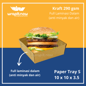 (Isi 20 pcs) Paper Food Tray S 10x10x3.5/ Nampan Makanan Kertas Piring Kertas Alas Kentang Sosis Burger