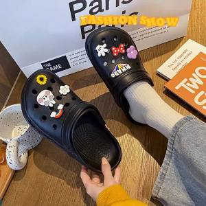 Heart-Shaped Rabbit Hole Shoes For Women Ins-Style Non-Slip Lazy Beach Closed-Toe Half-Slippers Summer Outdoor Casual Slippers For Men