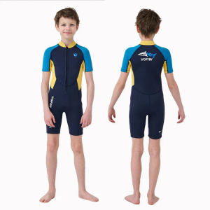 [KuLeyp]3mm Neoprene Wetsuit for Children Short Sleeve Swimming Suit Keep Warm Boys Girls Surfing Diving Snorkel Clothes Swimming  Pool