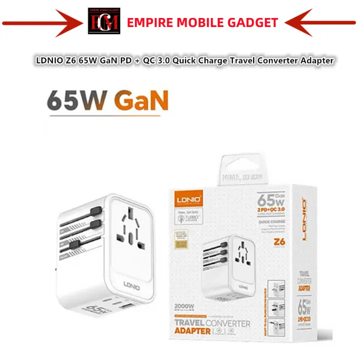 LDNIO Z6 65W GaN PD + QC 3.0 Quick Charge Travel Converter Adapter / LDNIO Z8 45W PD + QC 3.0 USB Ports GaN Travel Adapter Charger