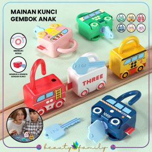 BF-M318 Mainan Puzzle Key Set Anak Mainan Kunci Gembok Motif Transportasi / Mainan Edukasi Anak Puzzle Matching Lock / Key Lock Car Kids Import