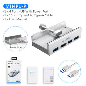 ORICO Aluminum External Multi 4 Ports USB 3.0 HUB High Speed USB Splitter Adapter Clip-type HUB for Desktop Laptop Computer Accessories(MH4PU)