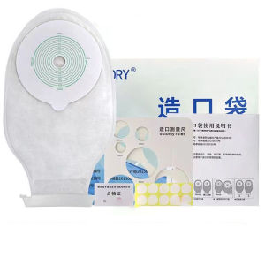 10Pcs Ostomy Bag One-piece System Drainable Colostomy Bag Pouch Stoma 15-60mm Cut with Beige Cover