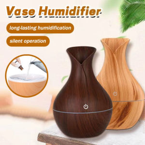 Wood Grain Vase Humidifier Essential Oil Aromatherapy Diffuser Night Light Ultrasonic Humidifier